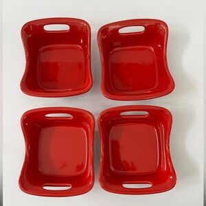 4- Rachael Ray 3 oz Ceramic Red Baking Dish Set